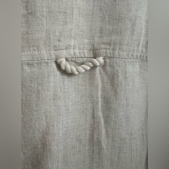 NWT new MEDIUM by Anthropologie button down linen shirt beach shell print tan - Picture 14 of 17